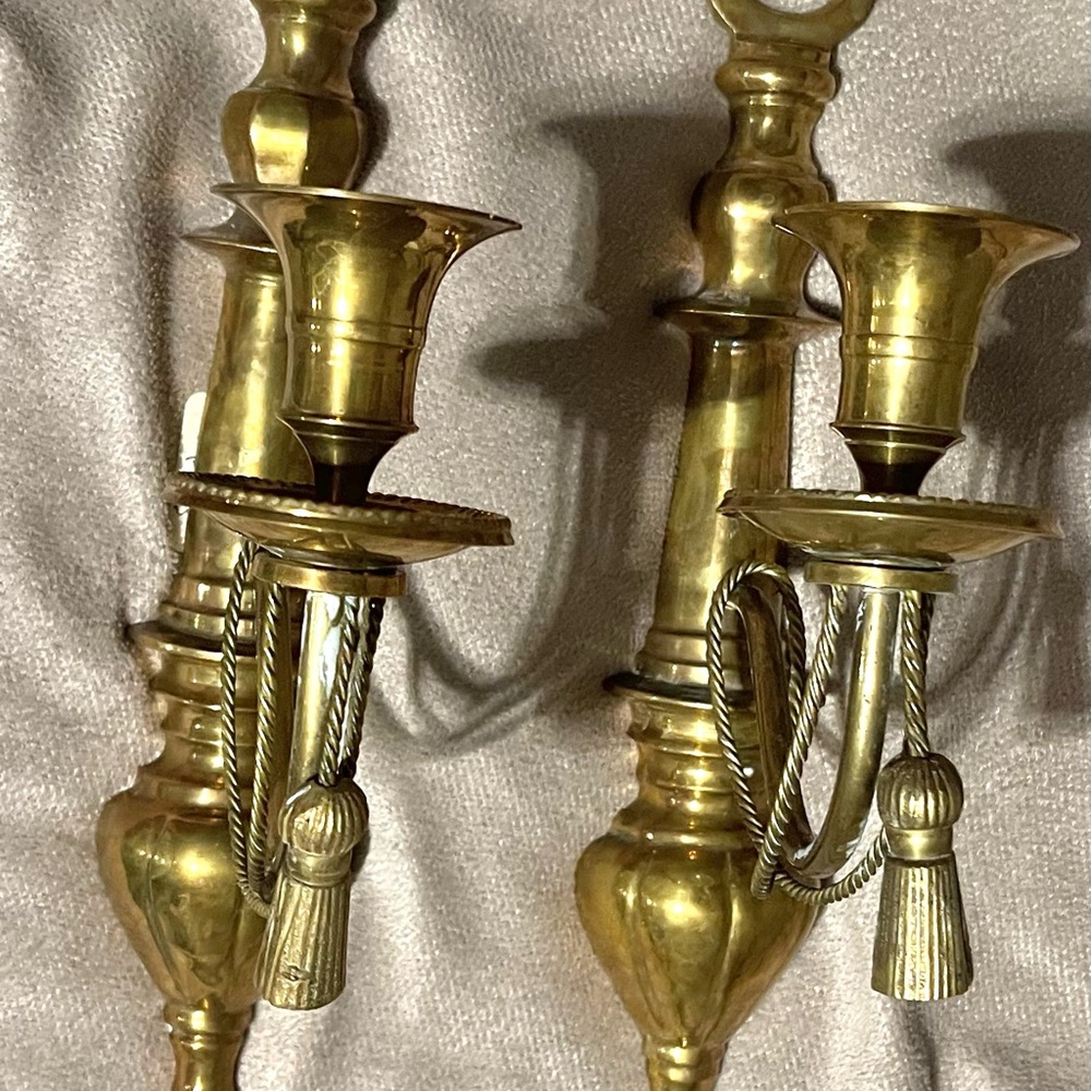 Vintage Solid Brass Wall Sconces – Pair with Tassel Detail